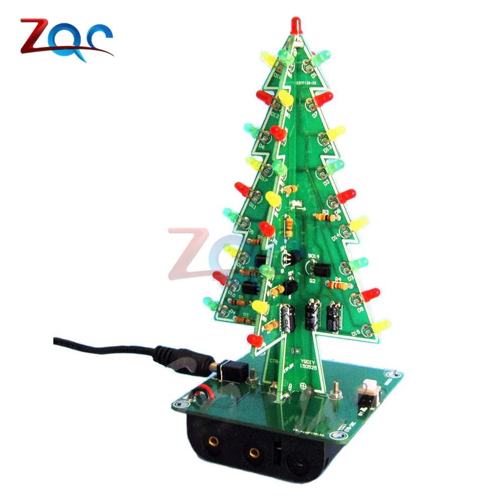 Трехмерный 3D Рождественская елка светодиодный DIY комплект красный/зеленый/желтый светодиодный флэш-схема Комплект Электронный набор для развлечения