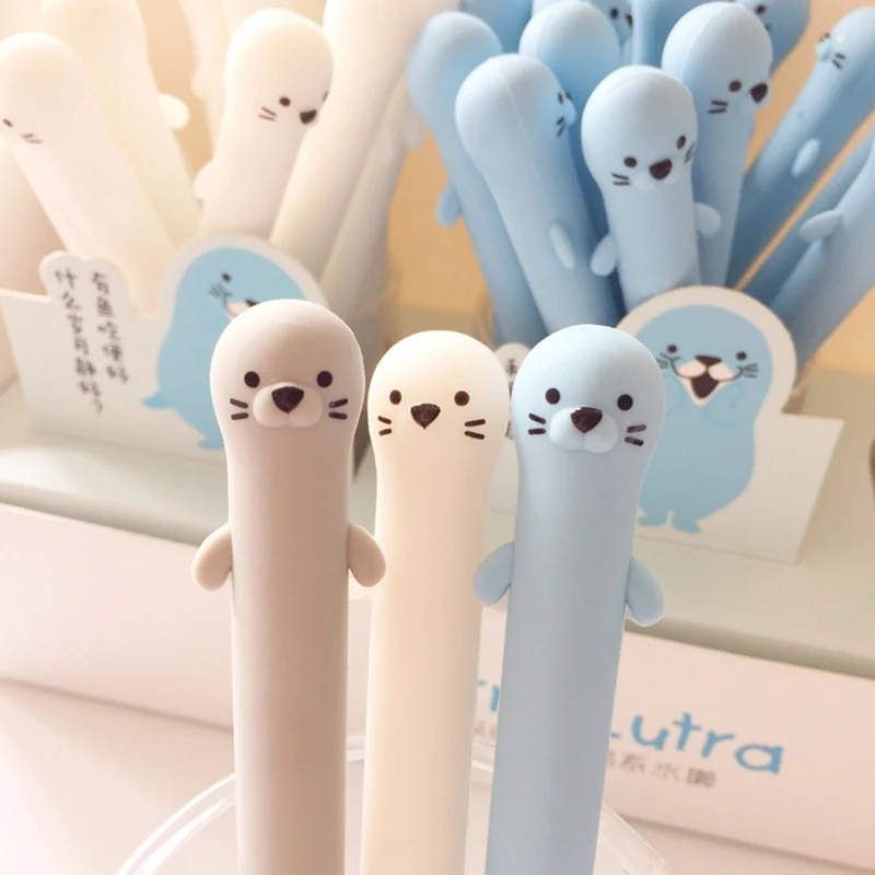 

Cute Silicone Animal Otter Gel Pen 0.5mm Black Ink Signature Pen Escolar Papelaria Promotional Gift Random Color