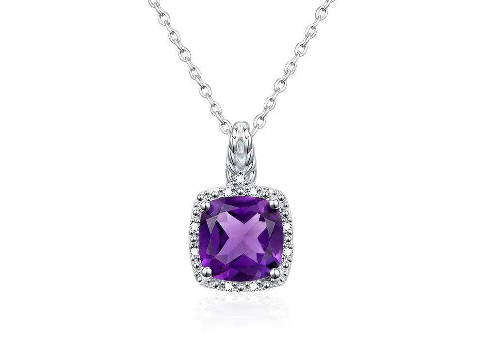 silver amethyst pendants CASP03417SB-1