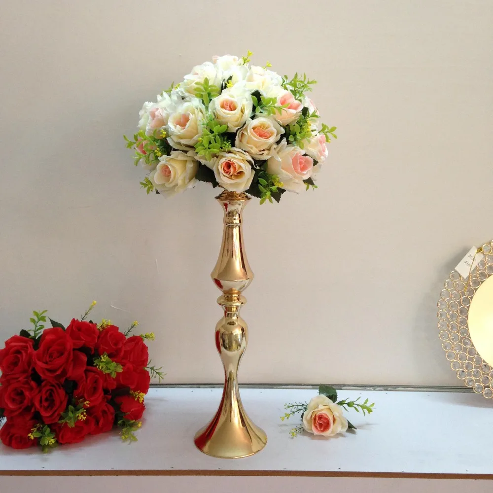 47cm Tall Gold Table Centerpiece Flower Stand Wedding Propsin Vases from Home & Garden on