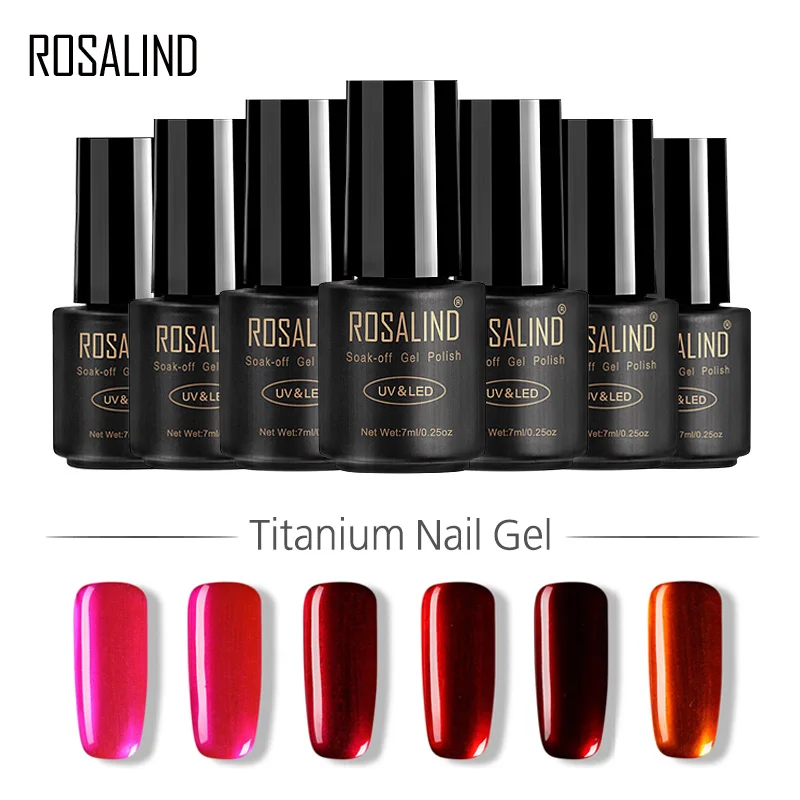

ROSALIND Gel 1S 7ml Titanium Nail Gel Polish Soak Off UV LED Glitter Nail Polish Semi Vernis Permanent New Arrival gel lacquer