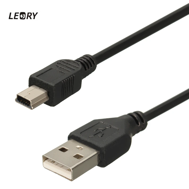 LEORY черный 75 см USB 2 0 A штекер к мини 5 Pin B кабель для зарядки и передачи данных Шнур