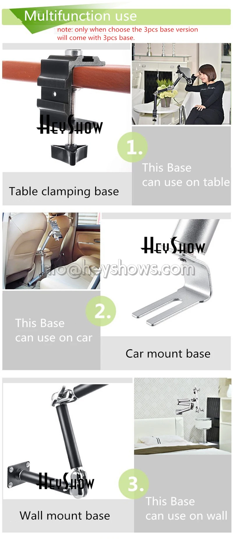 Многофункциональный складной держатель планшета зажим алюминиевого сплава автомобильный Стенд 360 Вращение настенное крепление кровать кронштейн для iPad Air Mini 7-11''