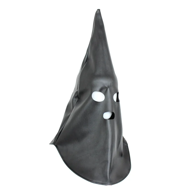 Искусственная кожа конусный капюшон Хэллоуин маска с открытыми глазами и рот кудрявый ку-клукс-клан Ролевой костюм