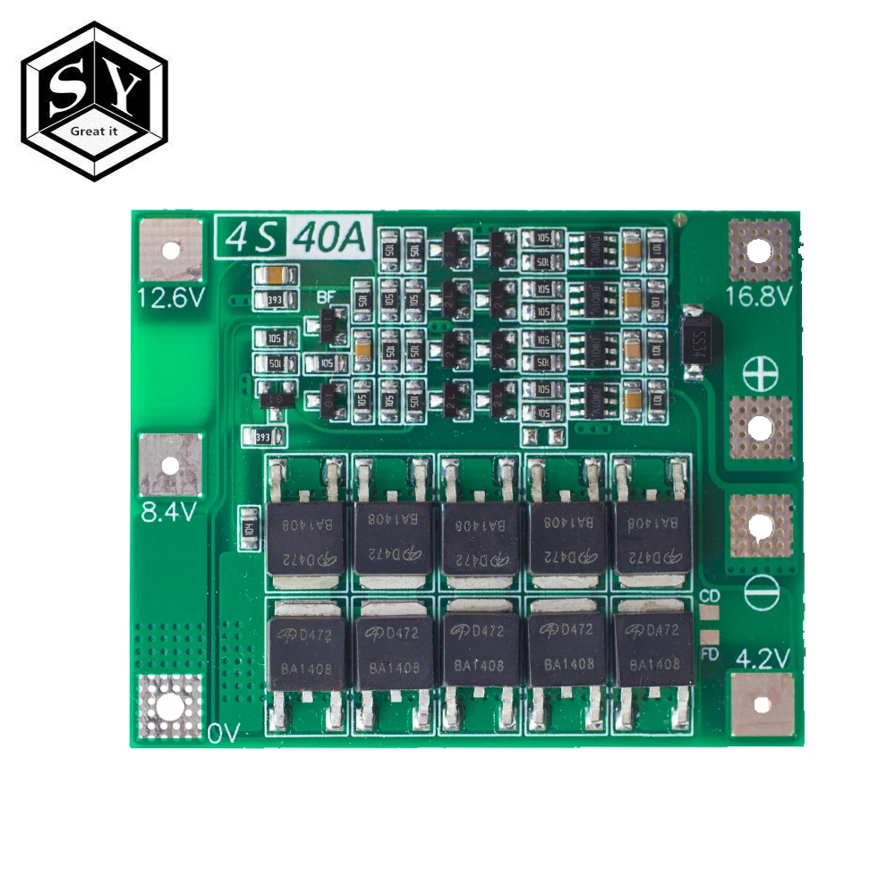 3 S/4S 40A 60A литий-ионный аккумулятор Защитная плата 18650 BMS для электродвигателя 11,1 V 12,6 V/14,8 V 16,8 V
