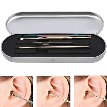 

4 PCS/Set Stainless Steel Spiral Ear Pick Ear Cleaner High Quality Easy Earwax Removal Clean Tools Ear Care Kit Portable
