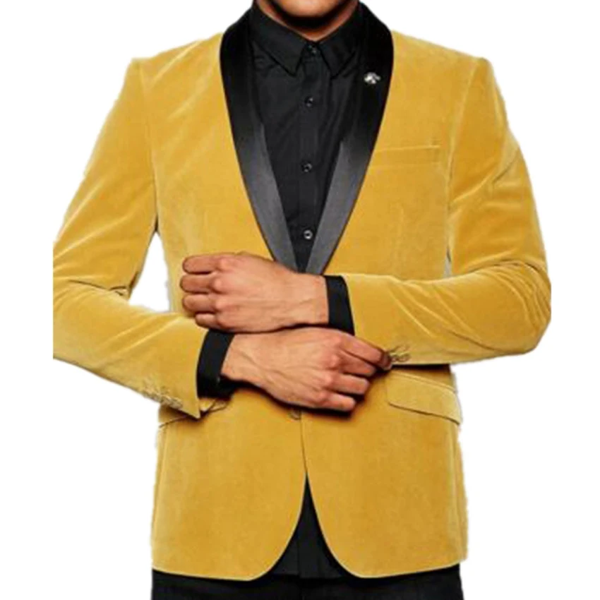 Abruzzomaster желтый Бархатный смокинг пальто мужской костюм бархатные свадебные костюмы куртка и черные брюки для выпускного вечера костюм жениха костюм