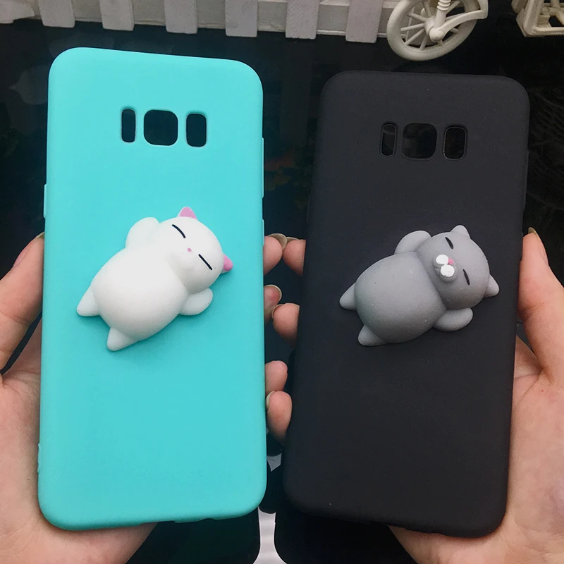 3d Squishy Cat Silicon TPU Soft Cases For Samsung Galaxy S8 S9 plus S7 S6 J3 J5 J7 2017 j510 J710 j310 A6 Candy Back phone Cover (5)