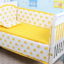 Акция! 6 шт. хлопок детские кроватки постельных принадлежностей распускать и мыть детские постельные принадлежности, включают:( бампер+ лист+ наволочка