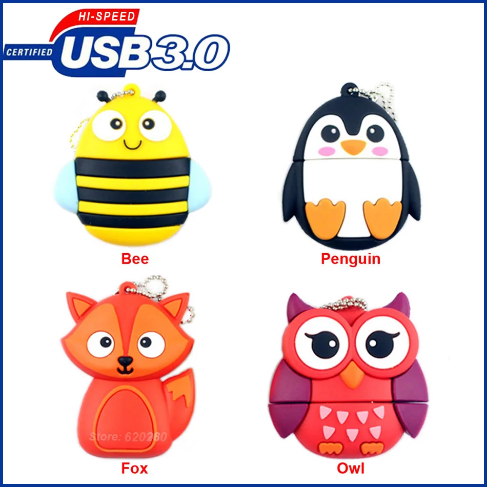 High speed USB 3.0 Pen drive Bee Owl Penguin Fox usb flash super pen memory 4gb 8gb 16gb 32gb 64gb | Компьютеры и офис