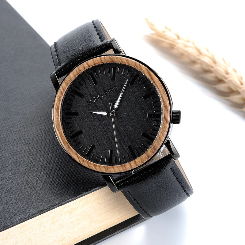 BOBO BIRD L-P01 Wood Quartz Watch Stainless Steel Back Men Wrist Quality Skeleton Watch Chinese Products Drop Shipping