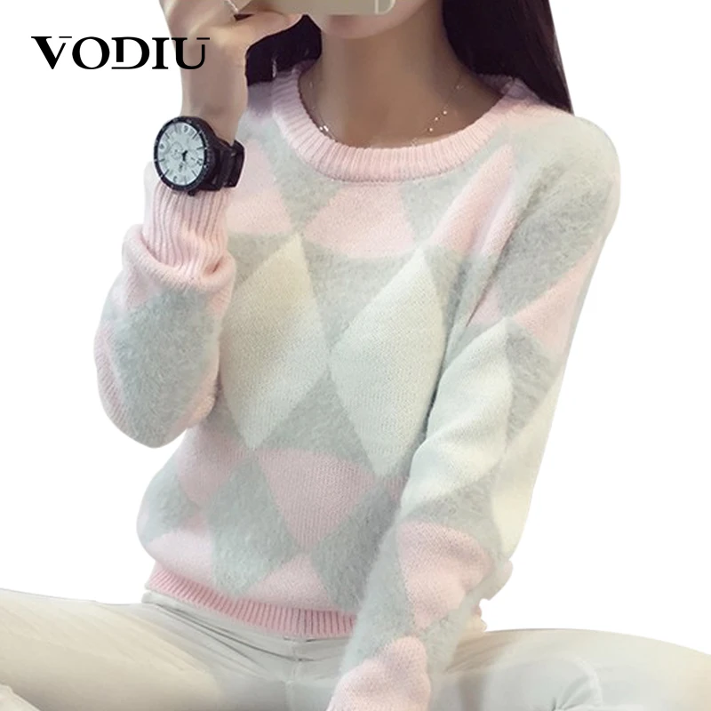 Vodiu Sweater Female Pullover Winter Women Sweaters And Pullovers Long Sleeve Patchwork Knitting Slim Warm Casual New Year Sale Vodiu Sweater Female Pullover Winter Women Sweaters And Pullovers Long Sleeve Patchwork Knitting Slim Warm Casual New Year Sale