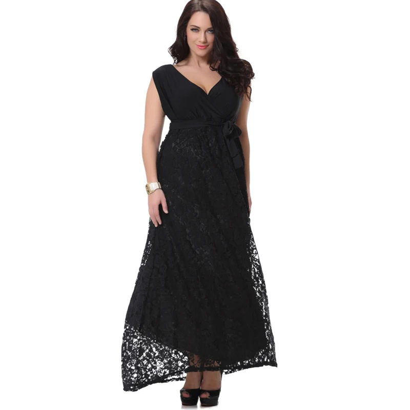 black lace maxi dress plus size