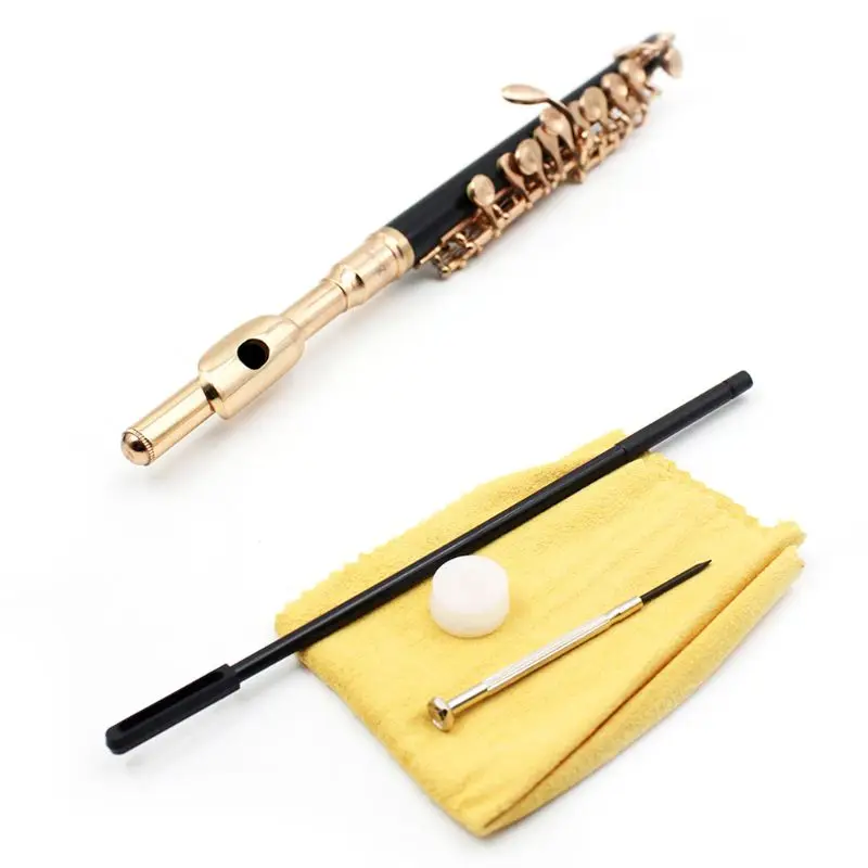 

C Key Tone Half-size Flute Piccolo Musical Instrument with Screwdriver Cleaning Stick Padded Case