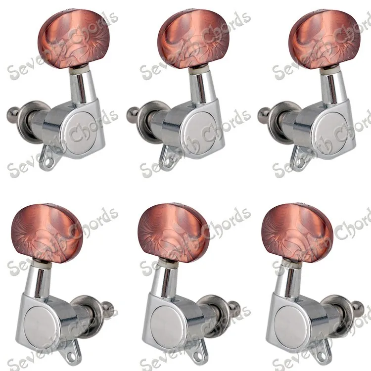 A Set Coffee Big oval Button Acoustic Electric Guitar Tuning Peg Tuner