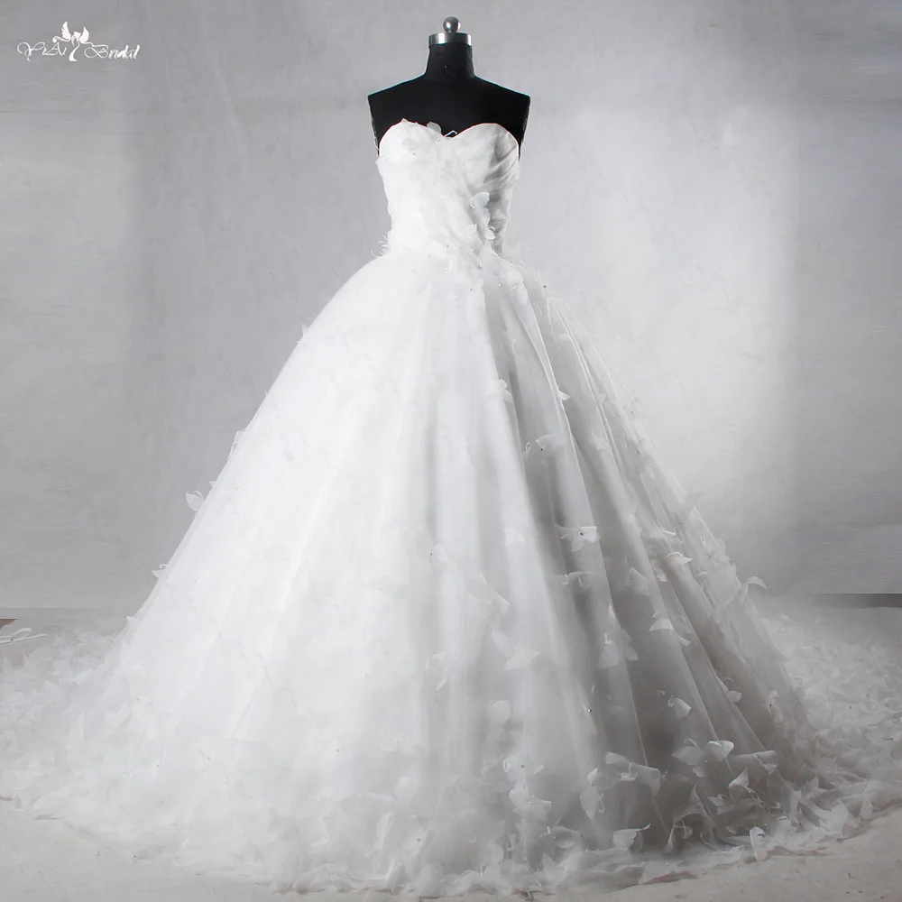 RSW1031 luxury vestidos de novia 2016 Butterfly cathedral train wedding dresses (1)