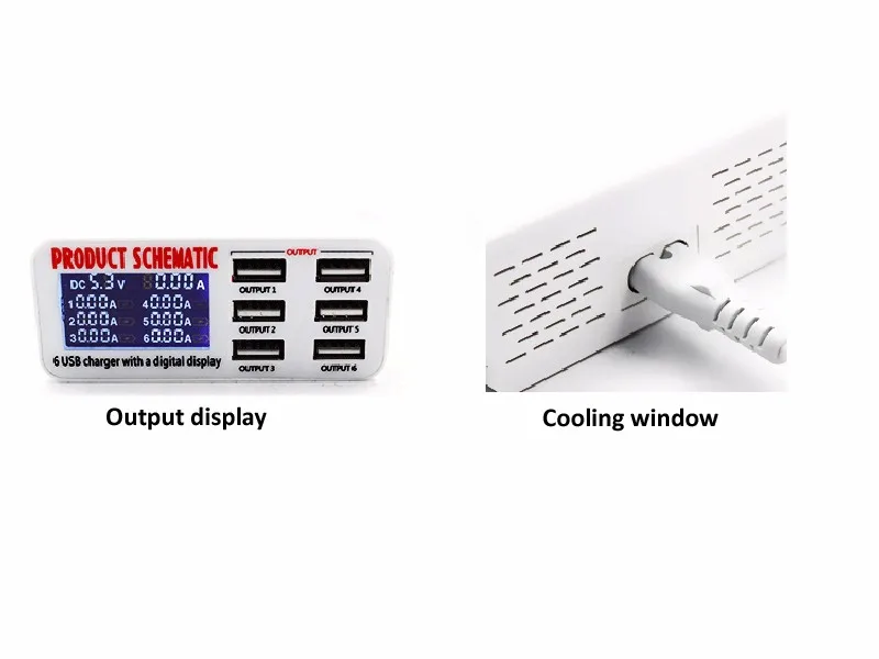 INGMAYA USB Зарядное устройство 6 Порты и разъёмы ЖК-дисплей показывают в режиме реального времени зарядки для iPhone 7 8 X iPad samsung Galaxy S9 huawei Mi Мощность банк адаптер переменного тока