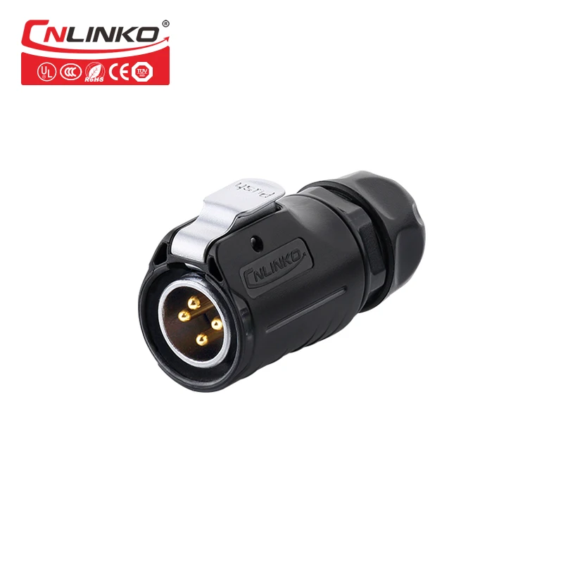  Cnlinko LP20 IP67 20A 4 Pin Waterproof Power Connectors Ip67 Male Female Plug Socket 4 Pin Cable