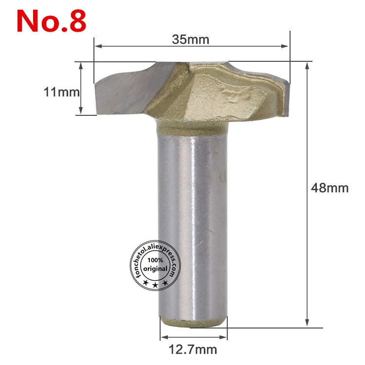 12.7mm Shank-1PCS,cnc solid carbide engraving woodworking router bit,trimmer wood milling cutter,Cabinet door lace knife - Длина режущей кромки: No.8