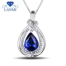 Красота великолепные однотонные 18Kt белого золота натуральный Танзанит фантастические кулон для вечерние Обручение Юбилей P623