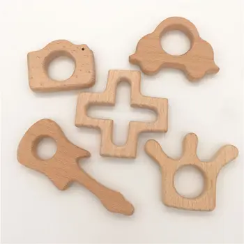 

free shipping!Set of 5pcs organic beech wood crafts,Crown,cloud,tooth ,deer, rabbit for baby boy gift Chew toys grind teeth.hot!
