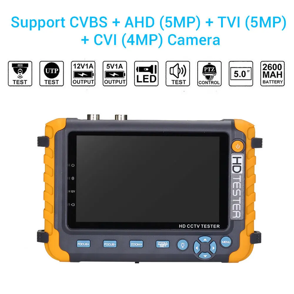

NEW 5 inch TFT LCD HD 5MP TVI AHD CVI CVBS Analog Security Camera Tester Monitor in One CCTV Tester VGA HDMI Input IV8W