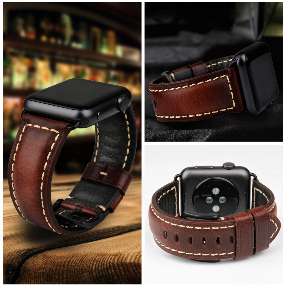 MAIKES 가죽 시계 밴드 Apple 시계 용 스트랩 45mm 41mm 42mm 44mm 40mm 시리즈 7 6 SE 5 4 3 iWatch 시계 밴드