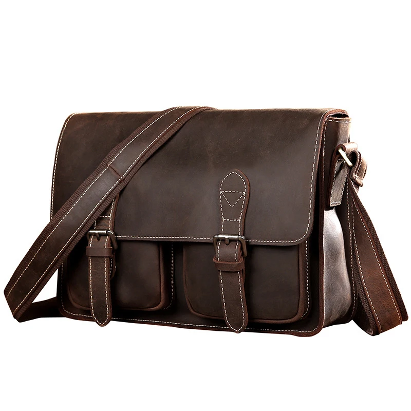 Brand Hand-made Genuine Crazy Horse Leather Business Briefcase Men's Cross Body Shoulder Bag Male Cowhide Messenger Bag Brand Hand-made Genuine Crazy Horse Leather Business Briefcase Men's Cross Body Shoulder Bag Male Cowhide Messenger Bag
