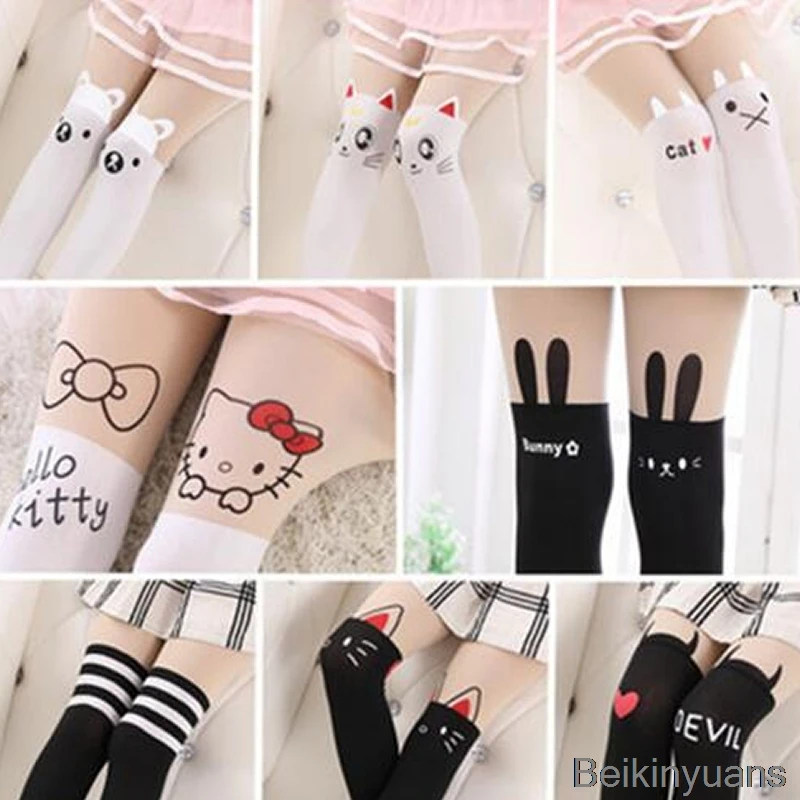 

3-16Y girls pantyhose children's tights fashion photography props cute cartoon design pantyhose kitten tattoo dance tights