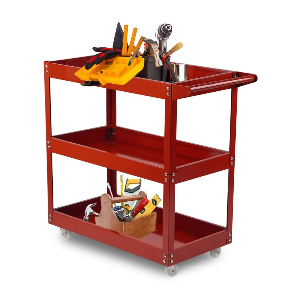 

High Performance 3 Tiers Home Garage Workshop Trolley Transport Tool Cart DIY Storage Wheel Cart Trolley Ship From Germany