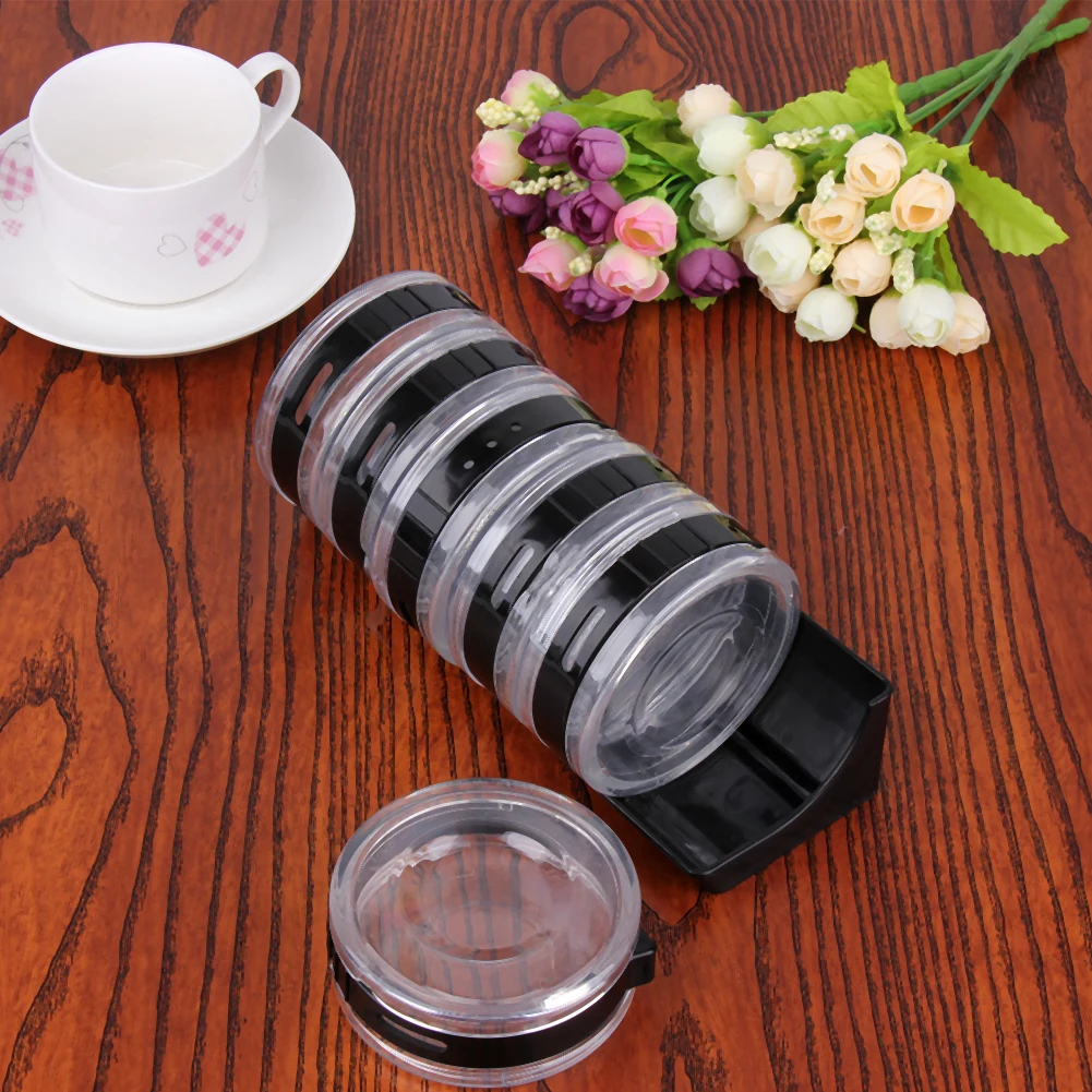6Pcs Transparent Seasoning Cans Plastic Rotating Spice Rack Condiment Bottles Pepper Shaker Container Kitchen Cooking Tools