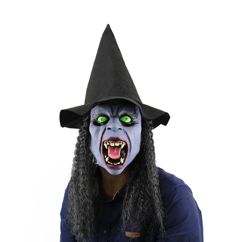 newly full head fangs witch mask latex horrible