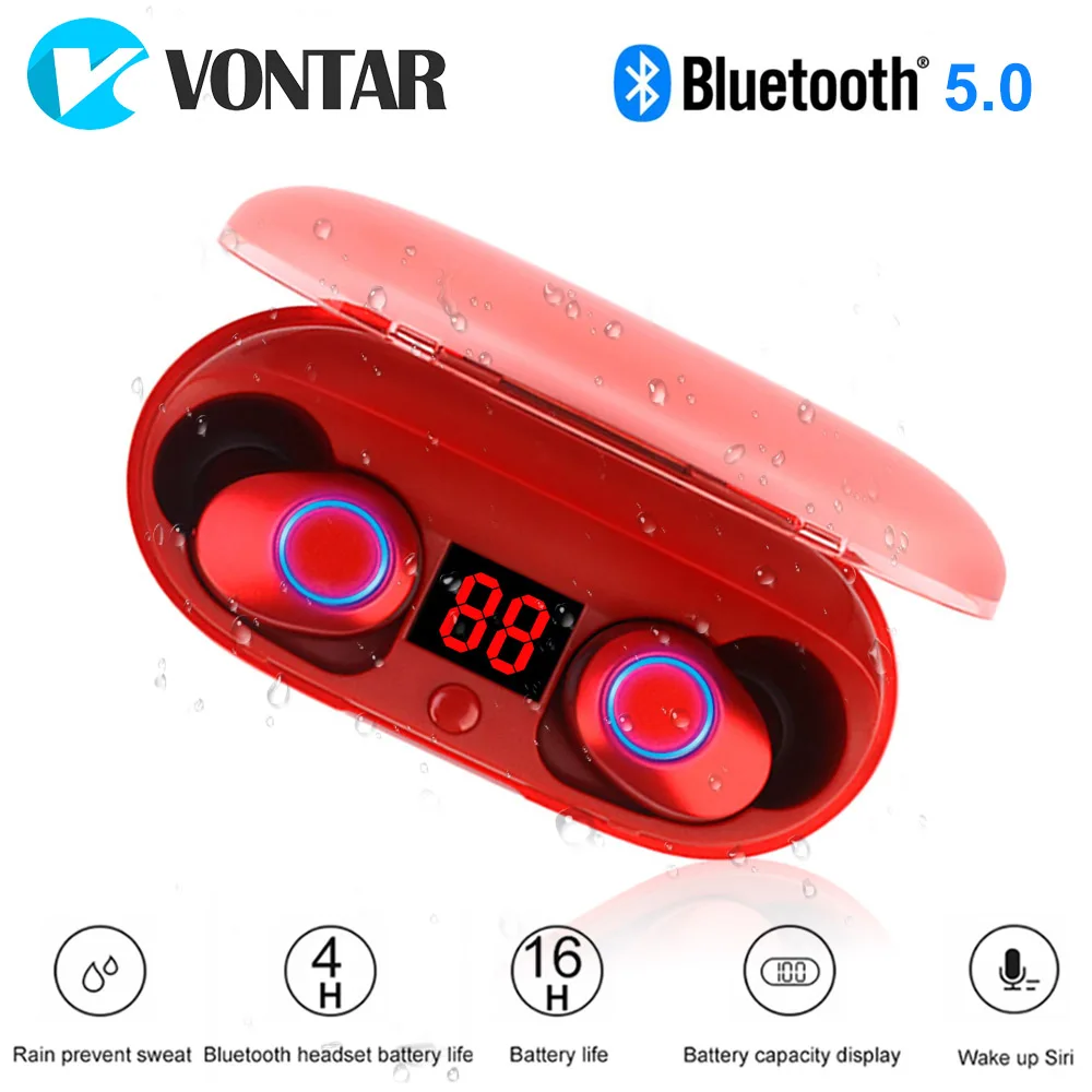 

VONTAR J29 Bluetooth 5.0 TWS Battery Display Mini Wireless Ear buds Twins Earphone Headphones With Battery Case Hands Free