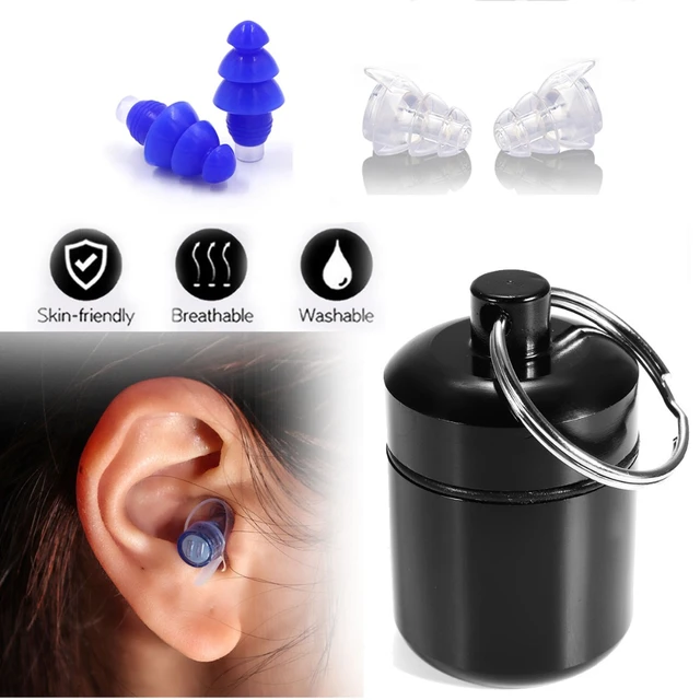 Bouchons d'oreille en silicone Réutilisable - 3 paires SNR 31, étanche doux  confortable Réduction de suppression du bruit Bouchons d'oreilles pour  natation pour dormir et avions avec étui de voyage : 