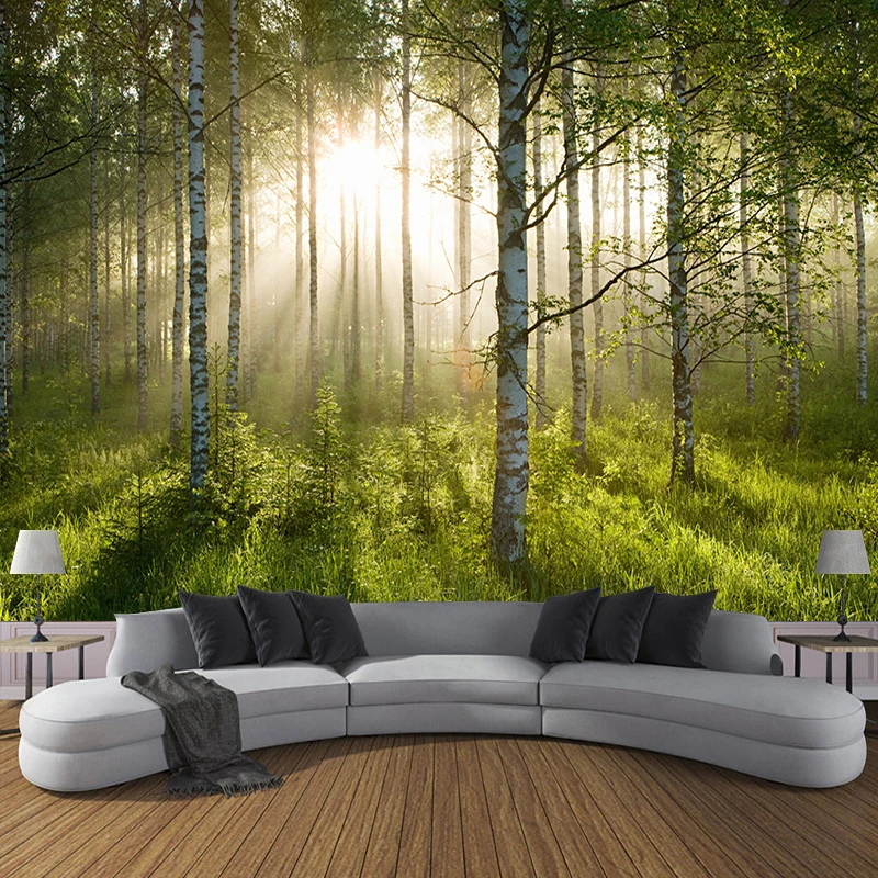 JiaSheMeiJu Custom Non-Woven Large 3D Mural Wallpaper Sunrise Forest Natural Landscape Photo WAllpapers For Living Room Bedroom |
