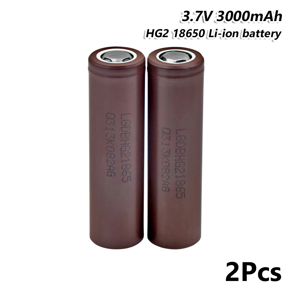 18650 аккумулятор HG2 3000mah 3,7 v литий-ионная аккумуляторная батарея для электронной сигареты фонарик 18650 литиевая батарея Макс. 20А разряда - Цвет: 2  Pieces