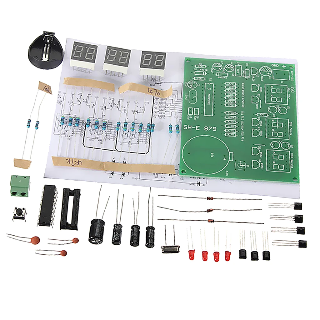 

Smart Electronics 6 Digit Digital LED Clock Kit Light Control DIY Kit Useful Alarm Function and Hourly Chime Function