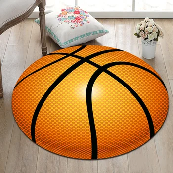 

Basketball Pattern Round Floor Carpet Home Decor Living Room Area Rug Crawling Mat Yoga Rug Non-slip Kids Play Rug