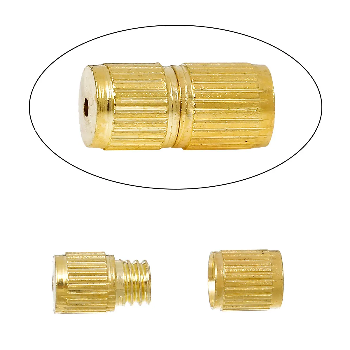 8SEASONS Copper Screw Clasps Necklace Bracelet Findings Cylinder Gold color 8mm( 3/8) x 4mm( 1/8),50 Pcs