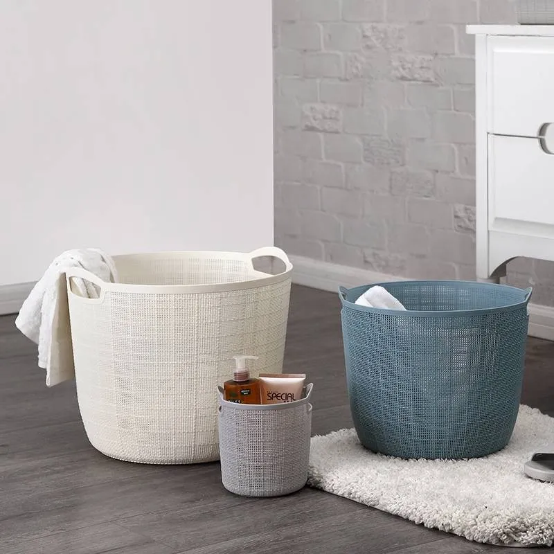 

Quality Linen Pattern Storage Baskets Toy Dirty Clothes Finishing Laundry Hamper Multi-function Cosmetics Pen Desktop Holders