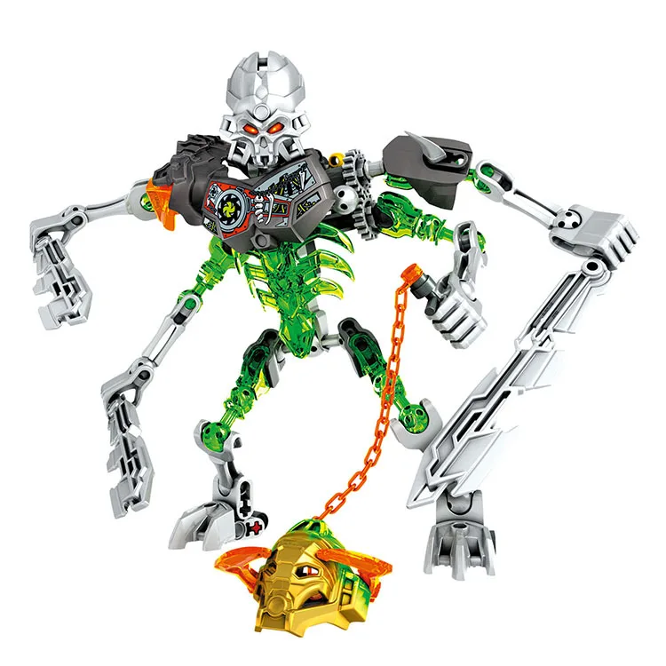 

The skeleton warrior Biochemical soldiers BIONICLE educational building blocks toys, Hand do model of the robot.