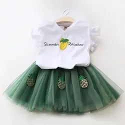 2019 летнее платье принцессы для маленьких девочек, футболка + платье-пачка, 2 предмета, Детские праздничные платья для девочек, пасхальные