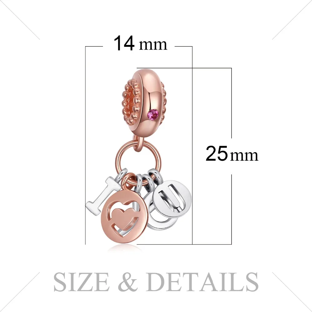Jewelrypalace натуральная 925 серебро приверженность буквы Мурано Стекло розового золота Шарм Fit Браслеты браслет для Для женщин