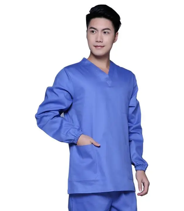 100 Cotton Medical scrubs Man Dental uniforms Long sleeves Scrubs