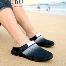 MIUBU/Мужская обувь унисекс; садовая обувь с отверстиями; летние сетчатые пляжные сандалии на плоской подошве размера плюс; шлепанцы без задника; размеры 40, 41, 42, 43, 44, 45, 46