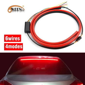 

OKEEN 12V Red Unverisal LED Car Third Brake Light Flexible LED High Additional Stop Light With Turn Signal Running Functions