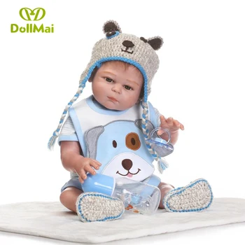 

DollMai Bebe boy reborn 20" full silicone body reborn baby dolls real sleeping newborn baby handmade bonecas reborn children toy