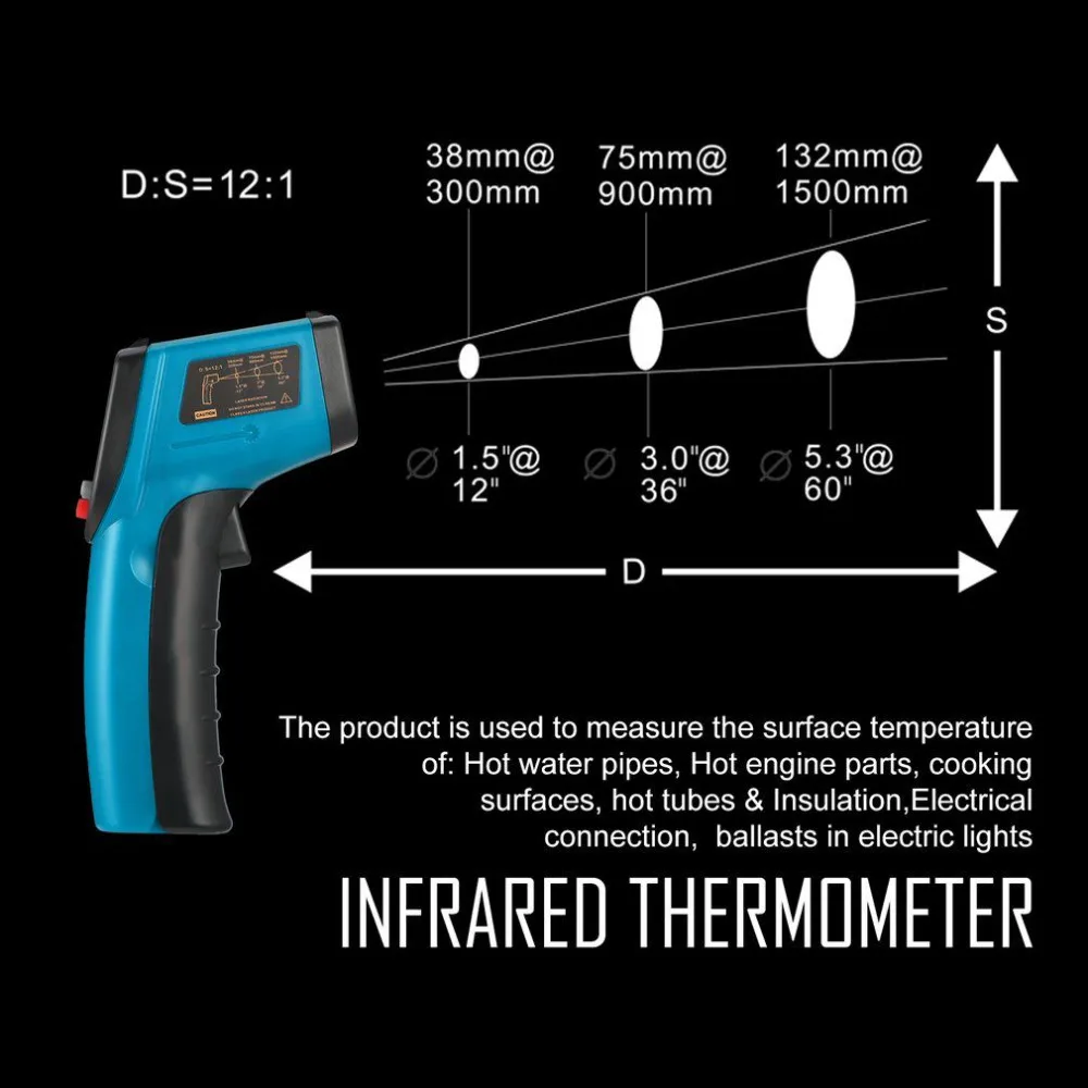 Новинка! GM320 лазерный lcd цифровой ИК инфракрасный термометр измеритель температуры пистолет точечный-50~ 380 градусов Бесконтактный термометр синий/красный