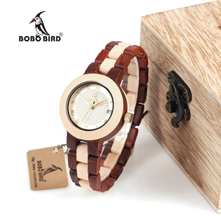 Двухцветные деревянные часы BOBO BIRD, женские роскошные брендовые часы, кварцевые наручные часы в деревянной коробке, можно заказать по индивидуальному заказу - Цвет: Quietly Elegant