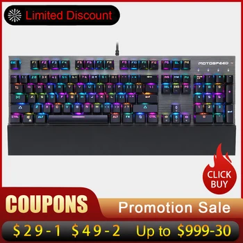 

Motospeed CK108 EN/Russian Version 104 Keys RGB Backlit Ergonomics Design Mechanical Gaming Wired Keyboard for LOL Computer